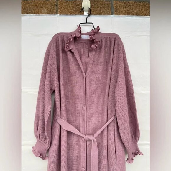 Liseuses Poggi 1973 virgin wool dusty pink duster large - Picture 4 of 16